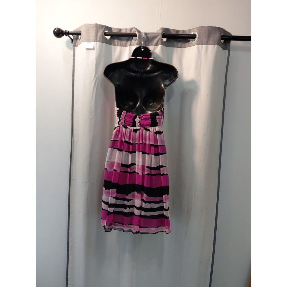 90s Y2k Express Feminine‎ Babydoll Silk Mini dress Sz 8 Flowy Sheer  Fairycore - Picture 5 of 13